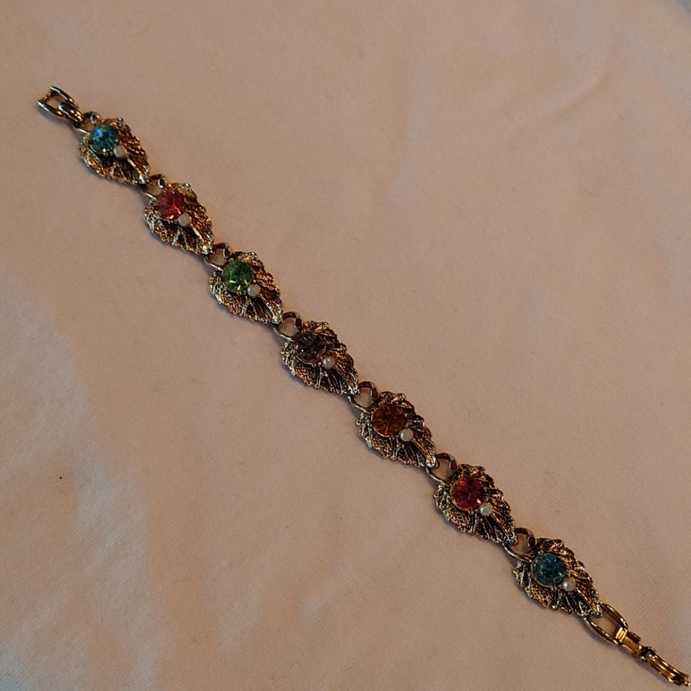 Gold and multi color accents bracelet